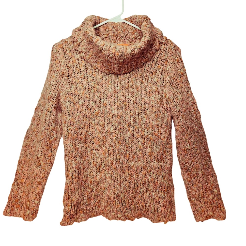 Ruby Rd Womens Coral Textured Chunky Knit Sweater Small Alpaca Mohair Cozy Warm